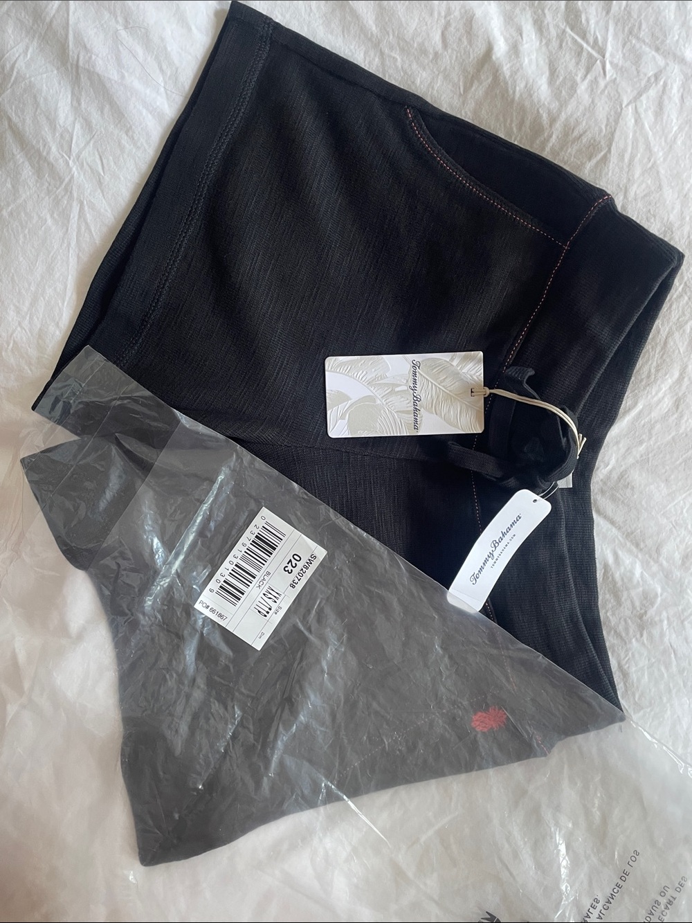 Tommy Bahama Black Shorts with Pink Contrast Stitching - Picture 6 of 7